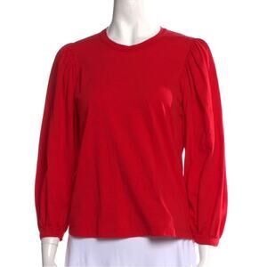 ALC Bright Red Crewneck Puff Sleeve Blouse Size XS